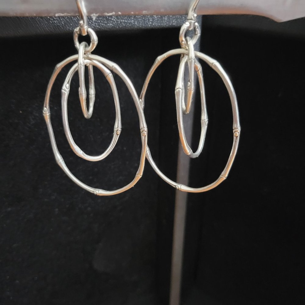 John Hardy sterling silver oval bamboo earrings